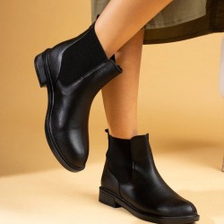 Yanları Lastikli Bot Siyah 