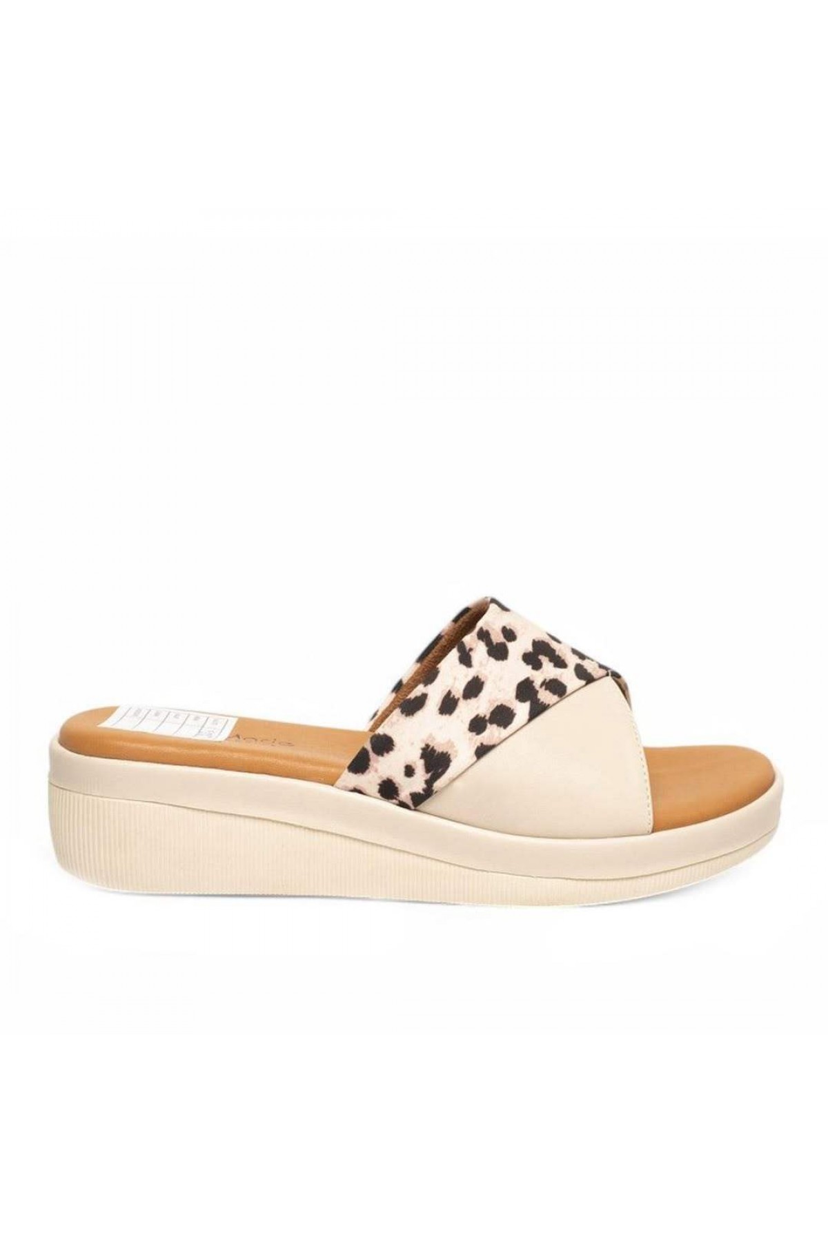 Günlük Terlik Cilt Leopar Bej