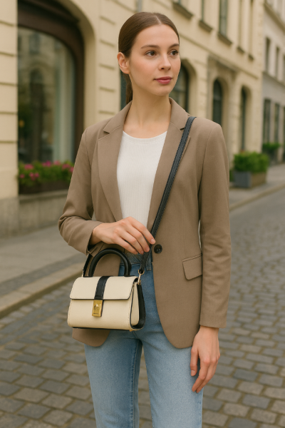 Kadın Mini El Ve Çapraz Askılı Günlük Çanta Bejsiyah Kadın Mini El Ve Çapraz Askılı Günlük Çanta Bejsiyah