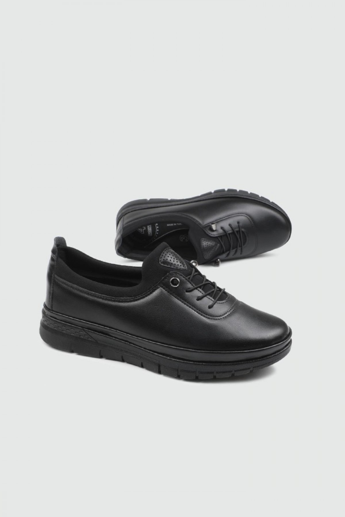 Ortapedik Taban Günlük Rahat Siyah Cilt Kadın Ayakkabı Ortapedik Taban Günlük Rahat Siyah Cilt Kadın Ayakkabı